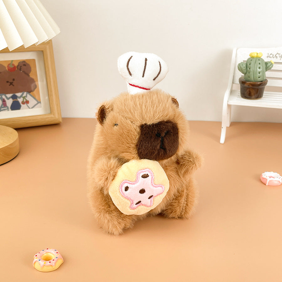 Gantungan Kunci Boneka Capybara Burger Coffee Chick Toast Donut Boneka Keychain MCEW8041