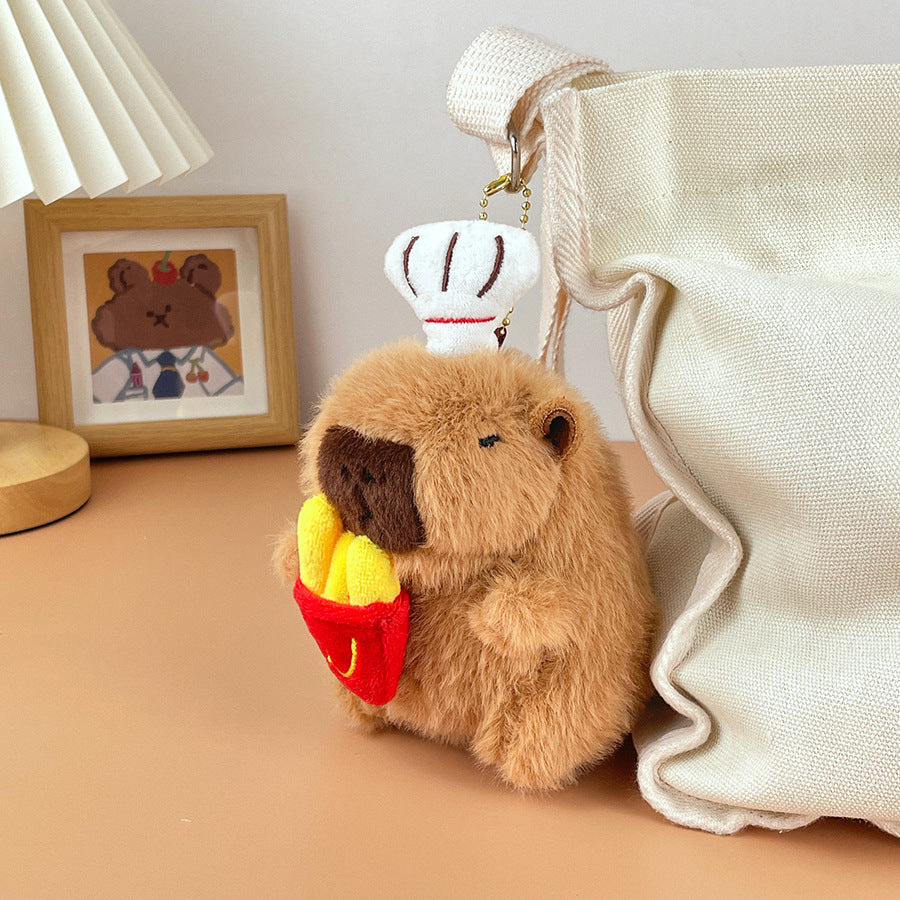Gantungan Kunci Boneka Capybara Burger Coffee Chick Toast Donut Boneka Keychain MCEW8041