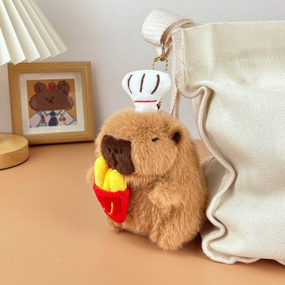 Gantungan Kunci Boneka Capybara Burger Coffee Chick Toast Donut Boneka Keychain MCEW8041