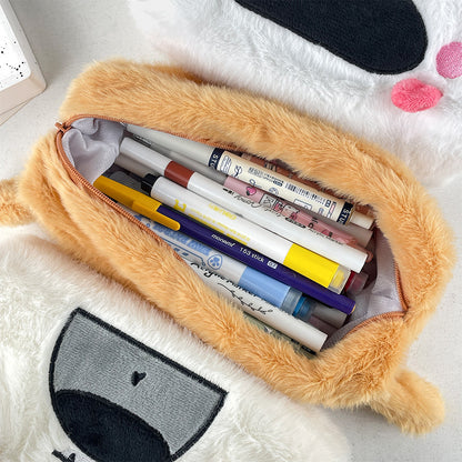 Dompet Tempat Pensil Bulu Boneka Anjing Big Nose Fluffy Pencil Case MCO4571