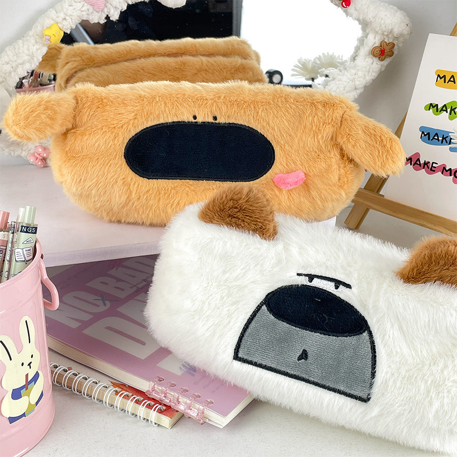 Dompet Tempat Pensil Bulu Boneka Anjing Big Nose Fluffy Pencil Case MCO4571