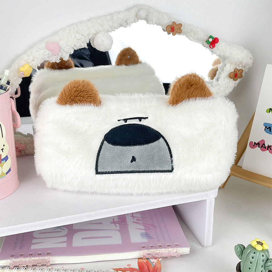 Dompet Tempat Pensil Bulu Boneka Anjing Big Nose Fluffy Pencil Case MCO4571
