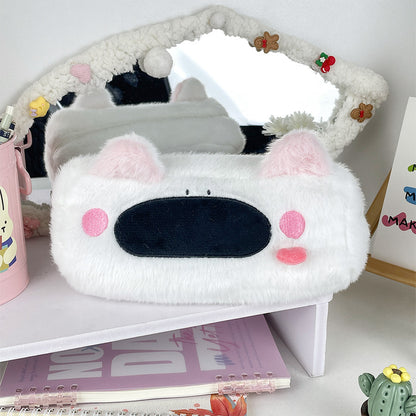 Dompet Tempat Pensil Bulu Boneka Anjing Big Nose Fluffy Pencil Case MCO4571