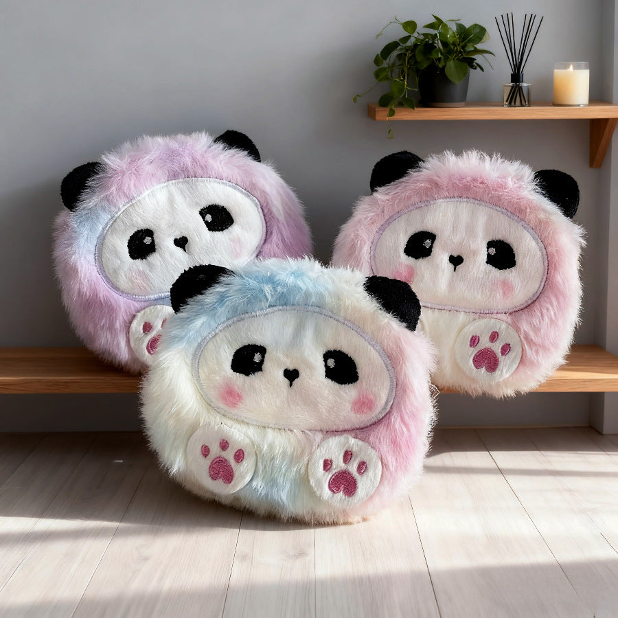 Gantungan Dompet Koin Cosmetic Pouch Bulu Boneka Panda Rainbow MCO4823