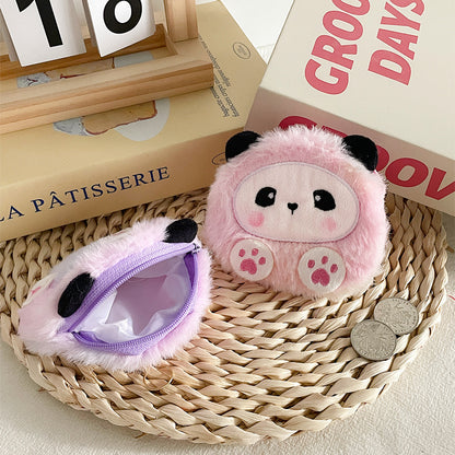 Gantungan Dompet Koin Cosmetic Pouch Bulu Boneka Panda Rainbow MCO4823