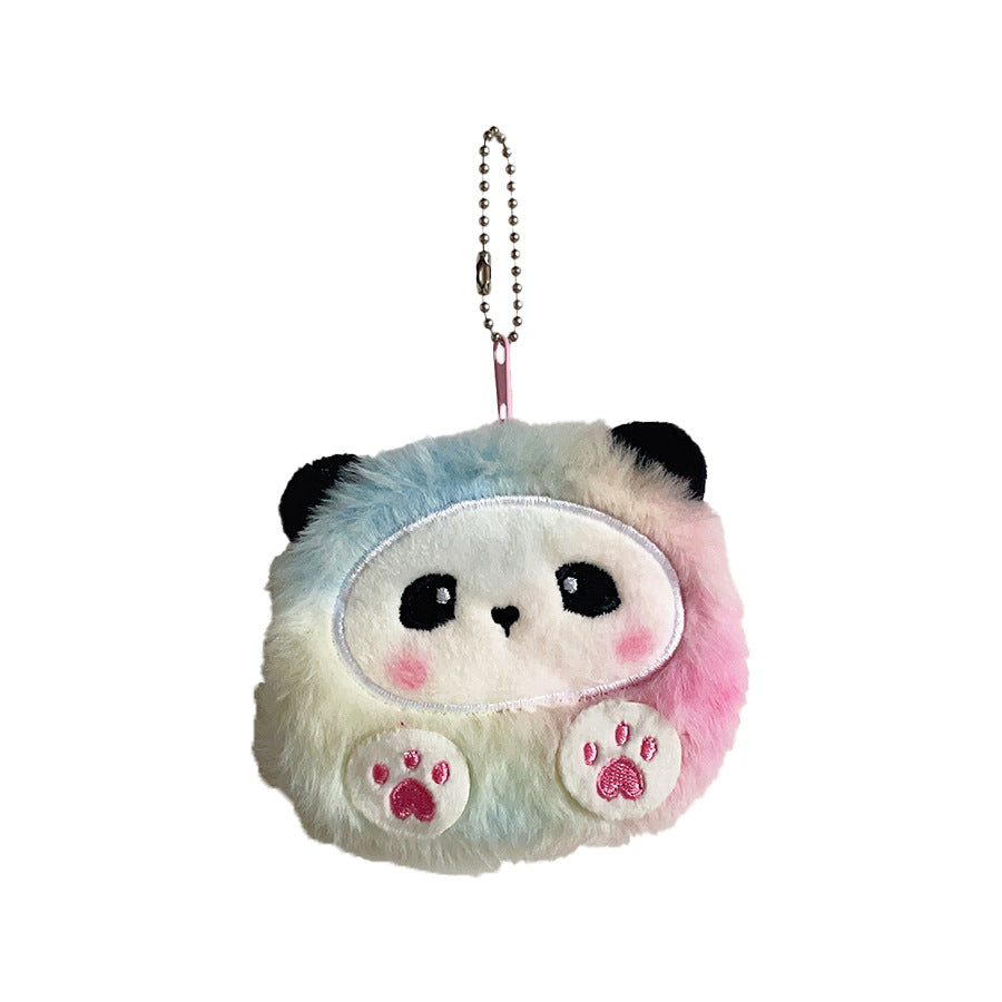 Gantungan Dompet Koin Cosmetic Pouch Bulu Boneka Panda Rainbow MCO4823
