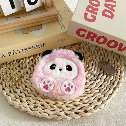 Gantungan Dompet Koin Cosmetic Pouch Bulu Boneka Panda Rainbow MCO4823