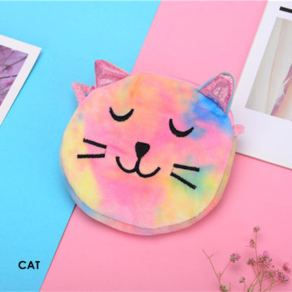 Tas Selempang Bulu Kepala Unicorn Beruang Rainbow