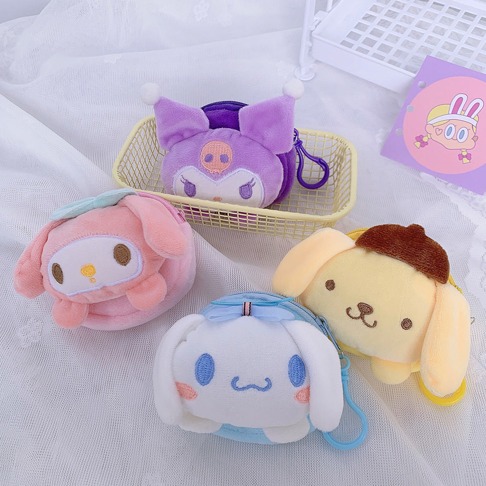 Dompet Koin Bundar Bulu Sanrio Kitty Melody Kuromi Cinnamoroll
