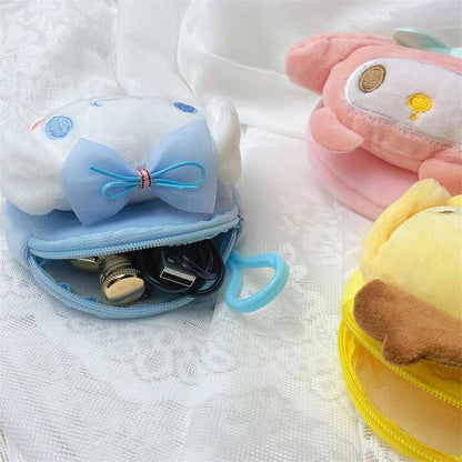 Dompet Koin Bundar Bulu Sanrio Kitty Melody Kuromi Cinnamoroll
