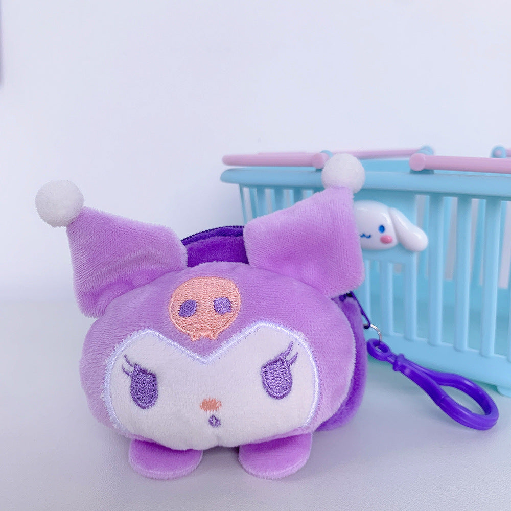 Dompet Koin Bundar Bulu Sanrio Kitty Melody Kuromi Cinnamoroll