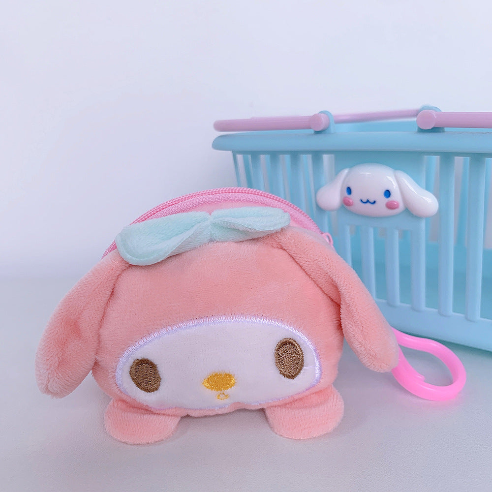 Dompet Koin Bundar Bulu Sanrio Kitty Melody Kuromi Cinnamoroll