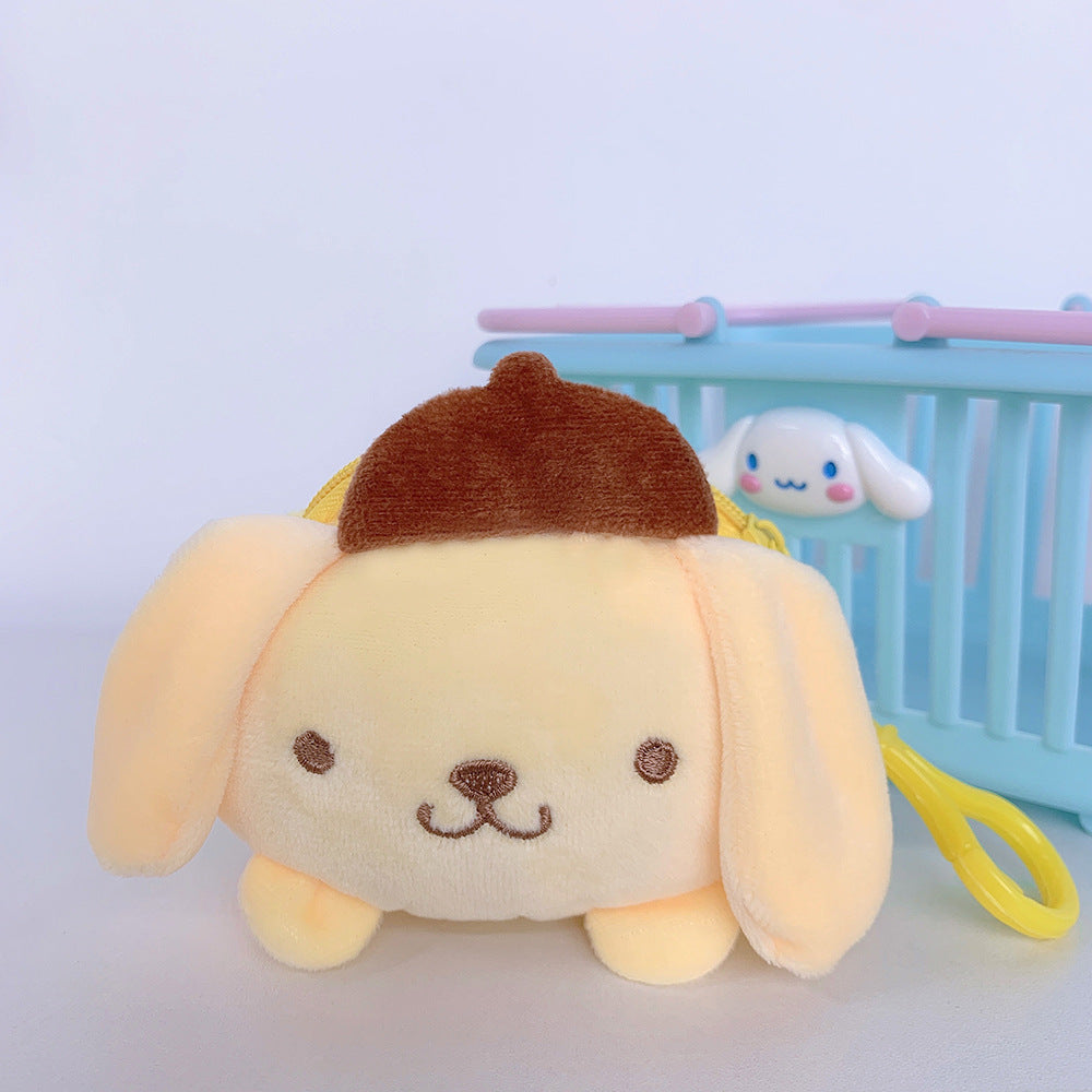 Dompet Koin Bundar Bulu Sanrio Kitty Melody Kuromi Cinnamoroll