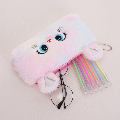 Dompet Tempat Pensil Bulu Muka Kucing Warna Gradasi