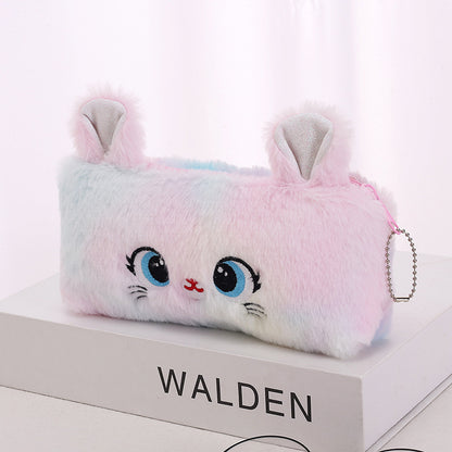 Dompet Tempat Pensil Bulu Muka Kucing Warna Gradasi