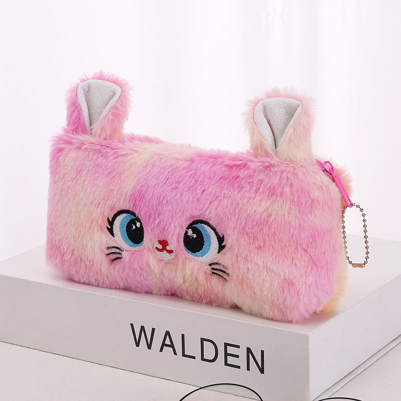 Dompet Tempat Pensil Bulu Muka Kucing Warna Gradasi