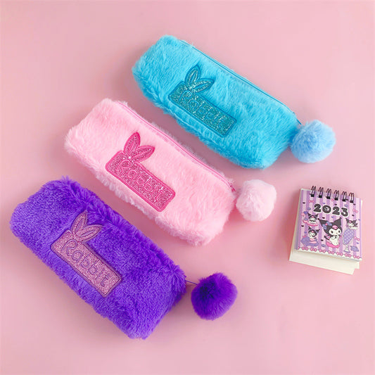 Dompet Tempat Pensil Bulu Rabbit Pom Pom MCOB3891