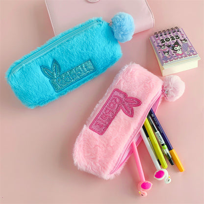 Dompet Tempat Pensil Bulu Rabbit Pom Pom MCOB3891