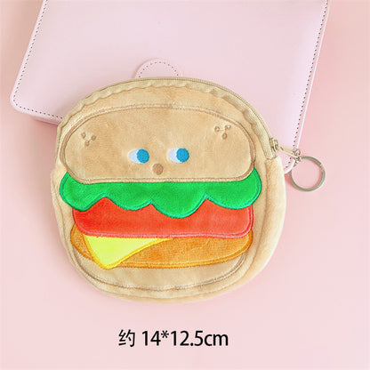 Dompet Kecil Koin Bulu Lembut Burger French Fries Bread Milk Yogurt