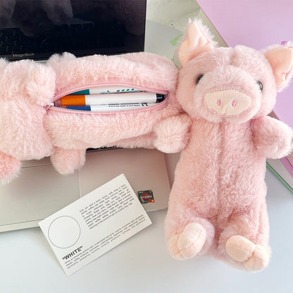 Tempat Pensil Boneka Babi Bulu Halus Fluffy Pig Pencil Case MCOB4113