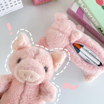 Tempat Pensil Boneka Babi Bulu Halus Fluffy Pig Pencil Case MCOB4113