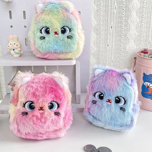 Dompet Koin Gantungan Kunci Bulu Fluffy Kucing Pouch MCOB4131