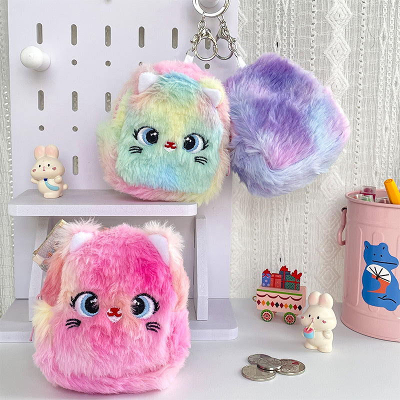 Dompet Koin Gantungan Kunci Bulu Fluffy Kucing Pouch MCOB4131