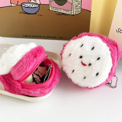 Dompet Koin Bulu Fluffy Buah Apel Hijau Merah Buah Naga Dragonfruit Lucu MCOB4141