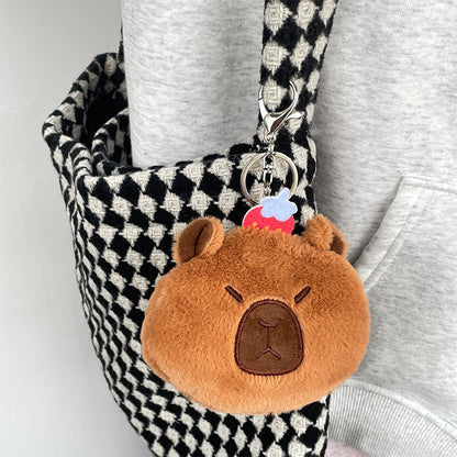 Dompet Koin Gantungan Kunci Bulu Capybara Head Pouch Keychain MCOB4171