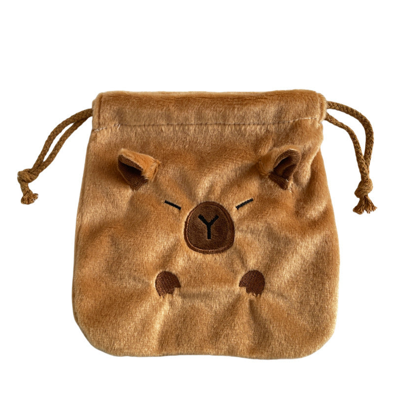 Kantong Pouch Serut Capybara Tas Make Up Bulu Aesthetic Multifungsi MCOB4229