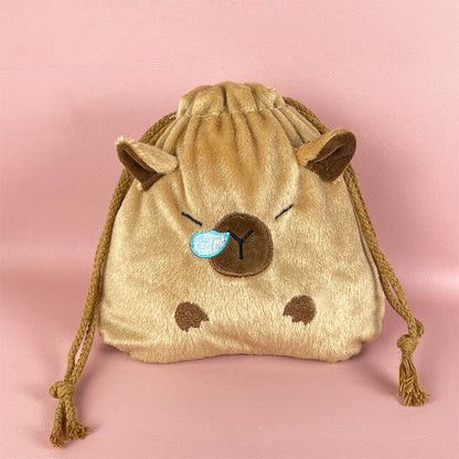 Kantong Pouch Serut Capybara Tas Make Up Bulu Aesthetic Multifungsi MCOB4229