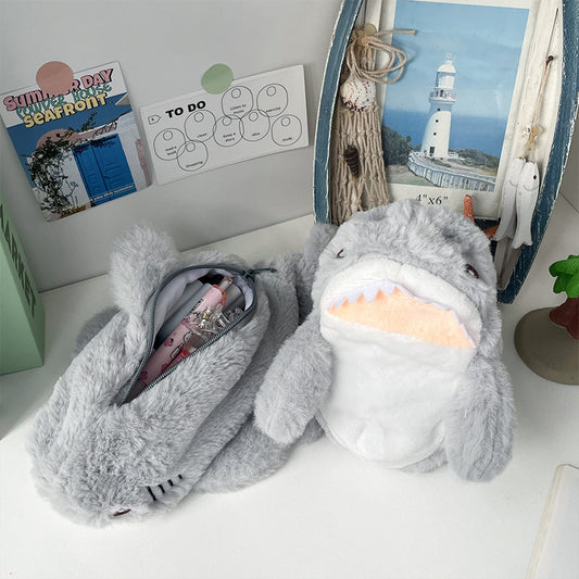 Tempat Pensil Boneka Hiu Bulu Halus Fluffy Shark Pencil Case MCOB4233