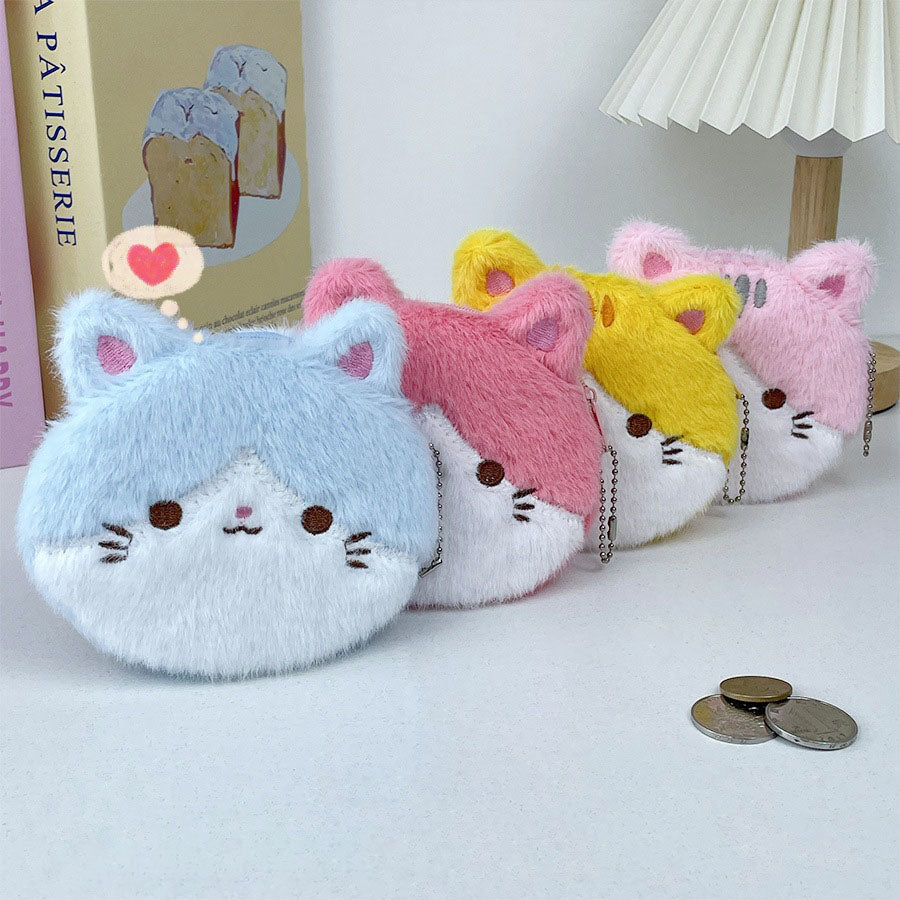 Gantungan Dompet Koin Coin Earbuds Mini Cosmetic Pouch Bulu Boneka Kucing MCOB4375