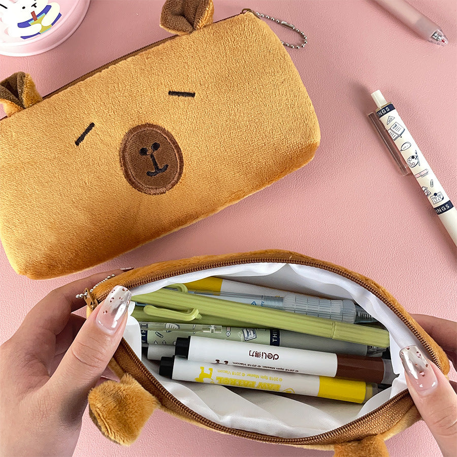 Tempat Pensil Kain Capybara Bulu Halus Tepak Kotak Pencil Case MCOB4467