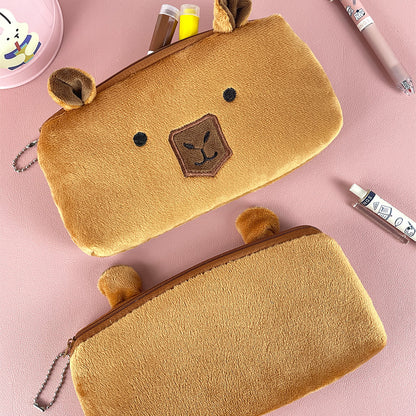 Tempat Pensil Kain Capybara Bulu Halus Tepak Kotak Pencil Case MCOB4467