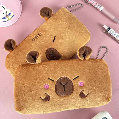 Tempat Pensil Kain Capybara Bulu Halus Tepak Kotak Pencil Case MCOB4467