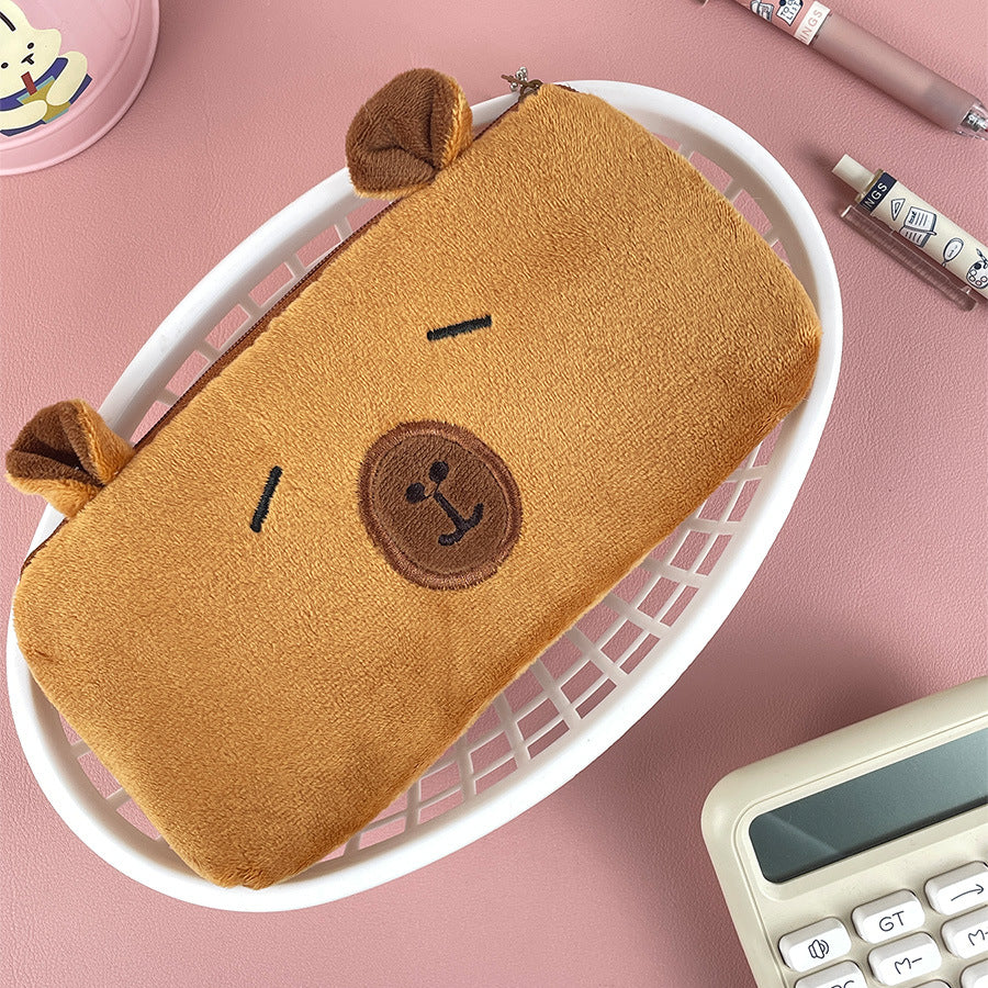 Tempat Pensil Kain Capybara Bulu Halus Tepak Kotak Pencil Case MCOB4467