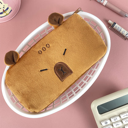 Tempat Pensil Kain Capybara Bulu Halus Tepak Kotak Pencil Case MCOB4467