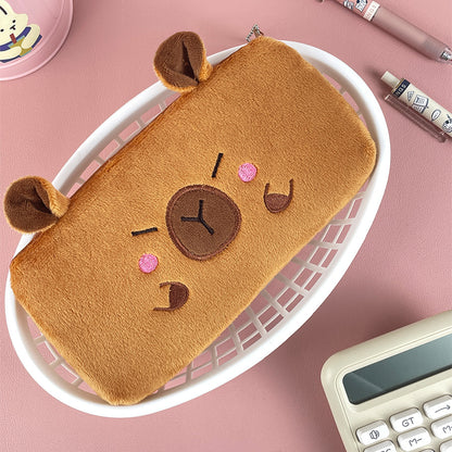 Tempat Pensil Kain Capybara Bulu Halus Tepak Kotak Pencil Case MCOB4467