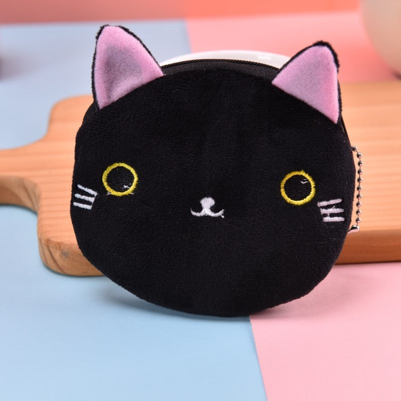 Dompet Koin Bundar Bulu Kepala Kucing Lucu