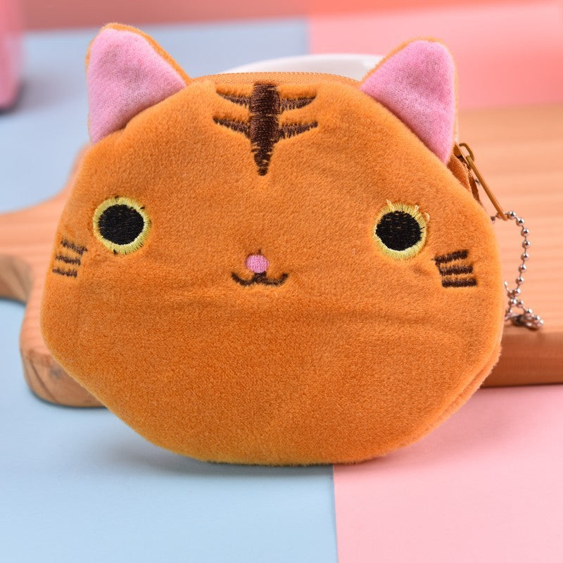 Dompet Koin Bundar Bulu Kepala Kucing Lucu