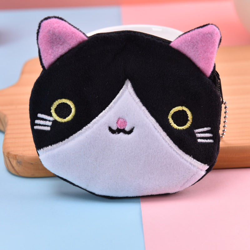 Dompet Koin Bundar Bulu Kepala Kucing Lucu