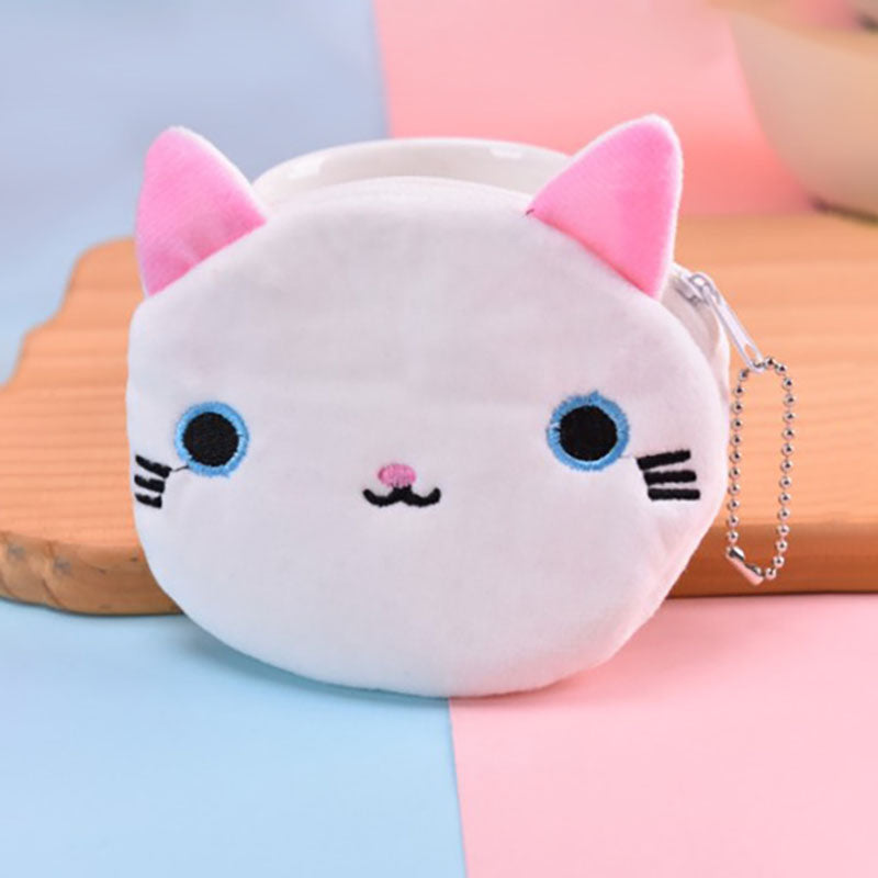 Dompet Koin Bundar Bulu Kepala Kucing Lucu