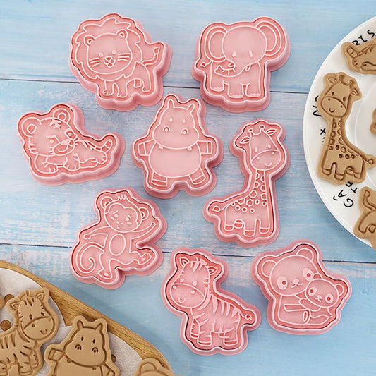 Set 8 Pcs Cookies Cutter Stamp Cetakan Kue Kering Press Tema Binatang Animal