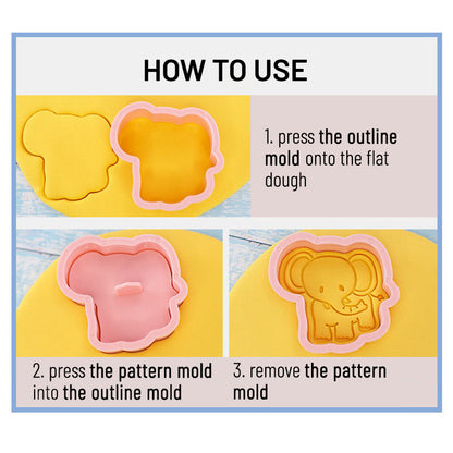 Set 8 Pcs Cookies Cutter Stamp Cetakan Kue Kering Press Tema Binatang Animal