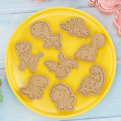 Set 8 Pcs Cookies Cutter Stamp Cetakan Kue Kering Press Tema Binatang Dinosaur