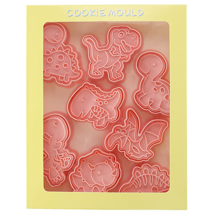 Set 8 Pcs Cookies Cutter Stamp Cetakan Kue Kering Press Tema Binatang Dinosaur