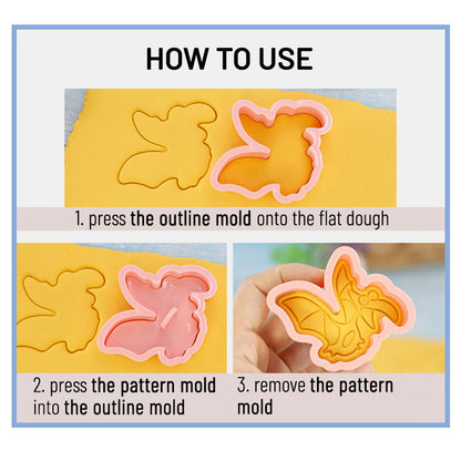 Set 8 Pcs Cookies Cutter Stamp Cetakan Kue Kering Press Tema Binatang Dinosaur