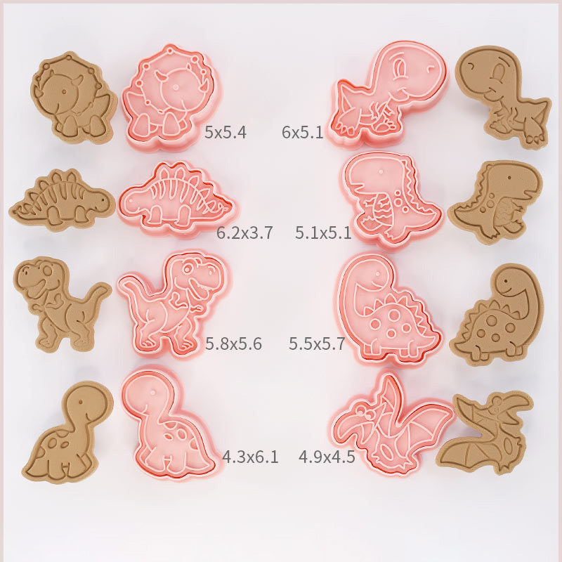 Set 8 Pcs Cookies Cutter Stamp Cetakan Kue Kering Press Tema Binatang Dinosaur