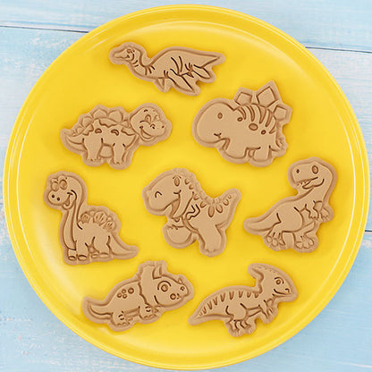 Set 8 Pcs Cookies Cutter Stamp Cetakan Kue Kering Press Tema Binatang Dinosaur